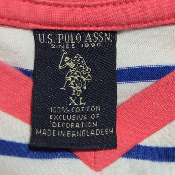 U.S. POLO Assn. Black Label Mens Classic Striped V Neck Cotton Shirt Size XL - Picture 7 of 7